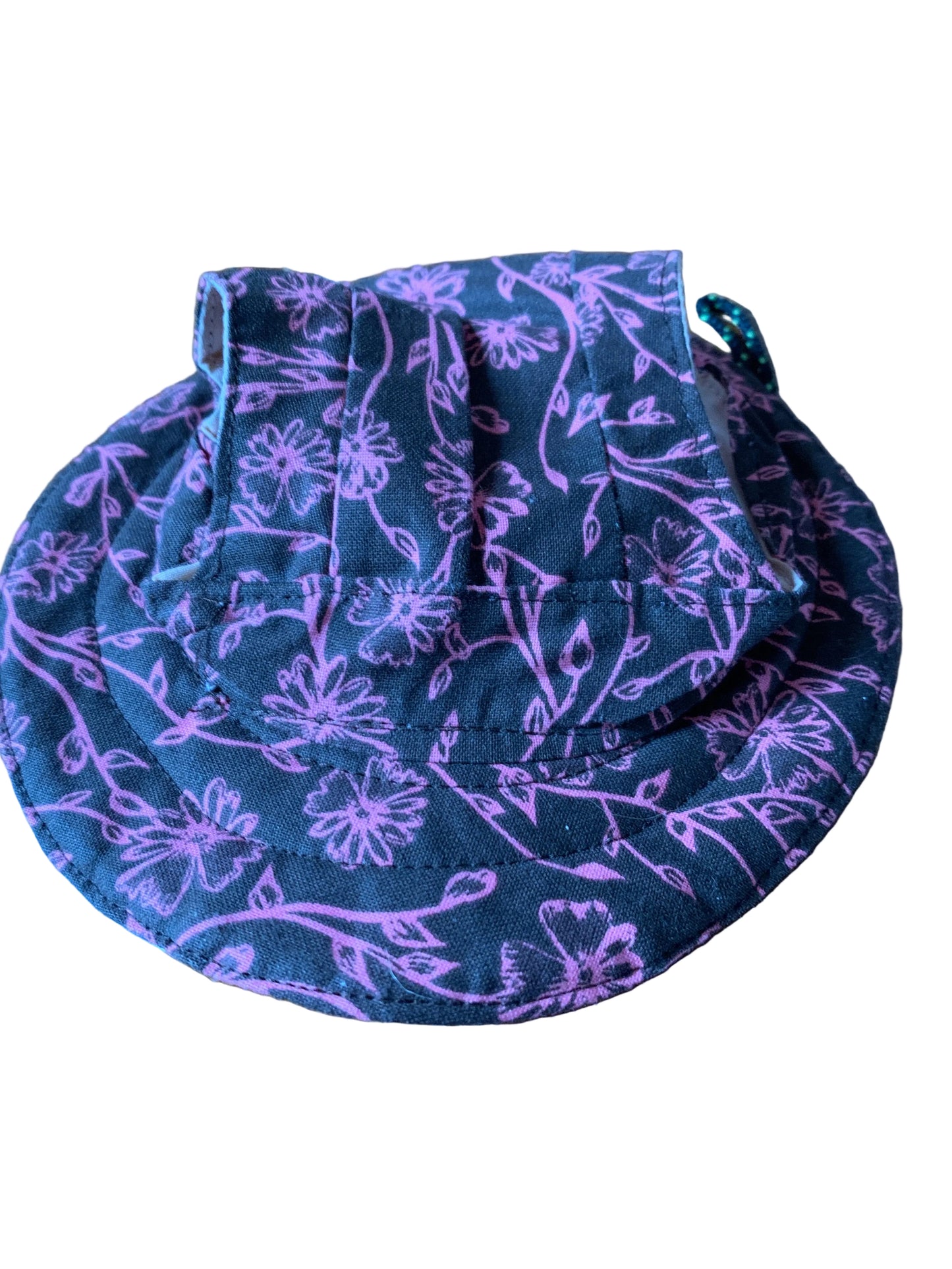 Pink flowers on brown pet bucket hat