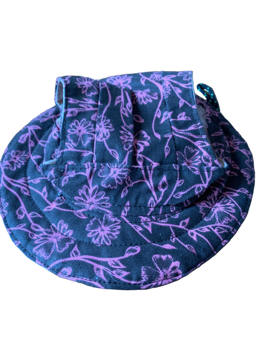 Pink flowers on brown pet bucket hat