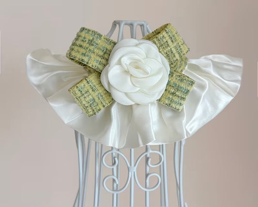 Rose plaid Satin pet collar