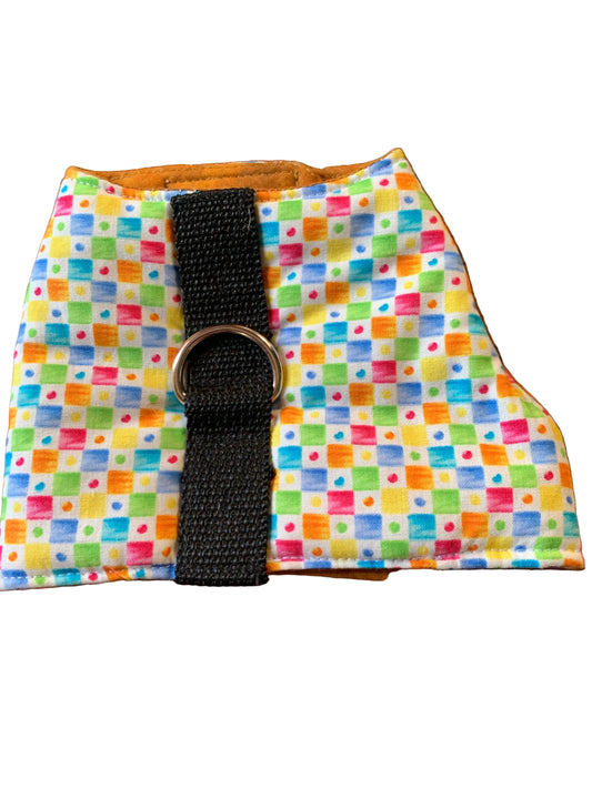 Multicoloured Dots and blocks pet walking vest harness