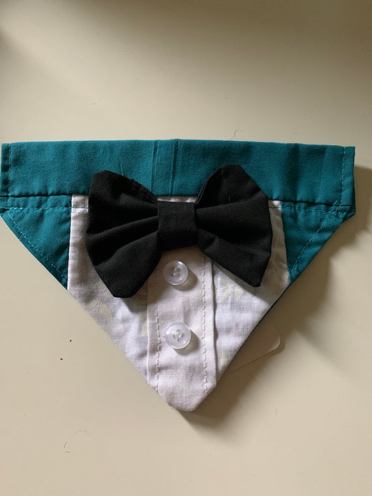 Pet Teal Tuxedo Bandanas