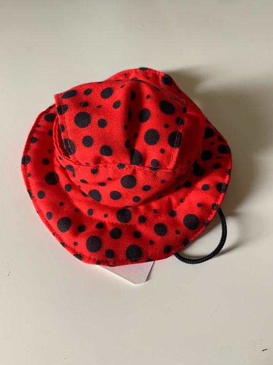Red with black dots pet bucket hat