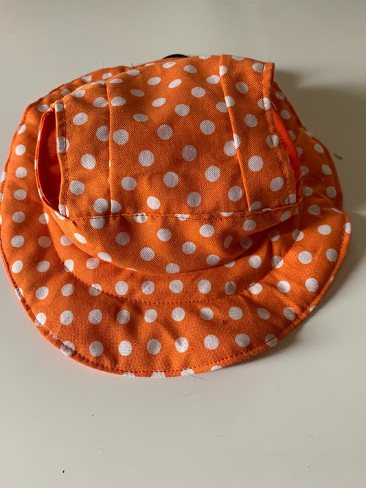 White dots on orange pet bucket hat