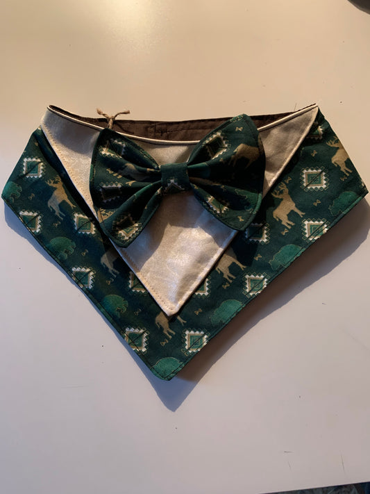 Green pet tuxedo bandanas
