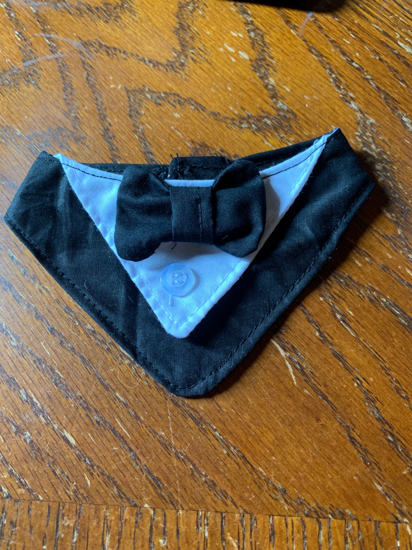 Black pet tuxedo bandana