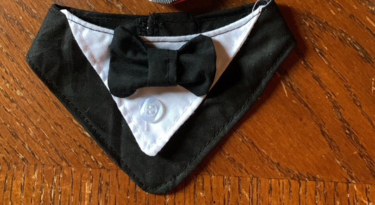 Black pet tuxedo bandana