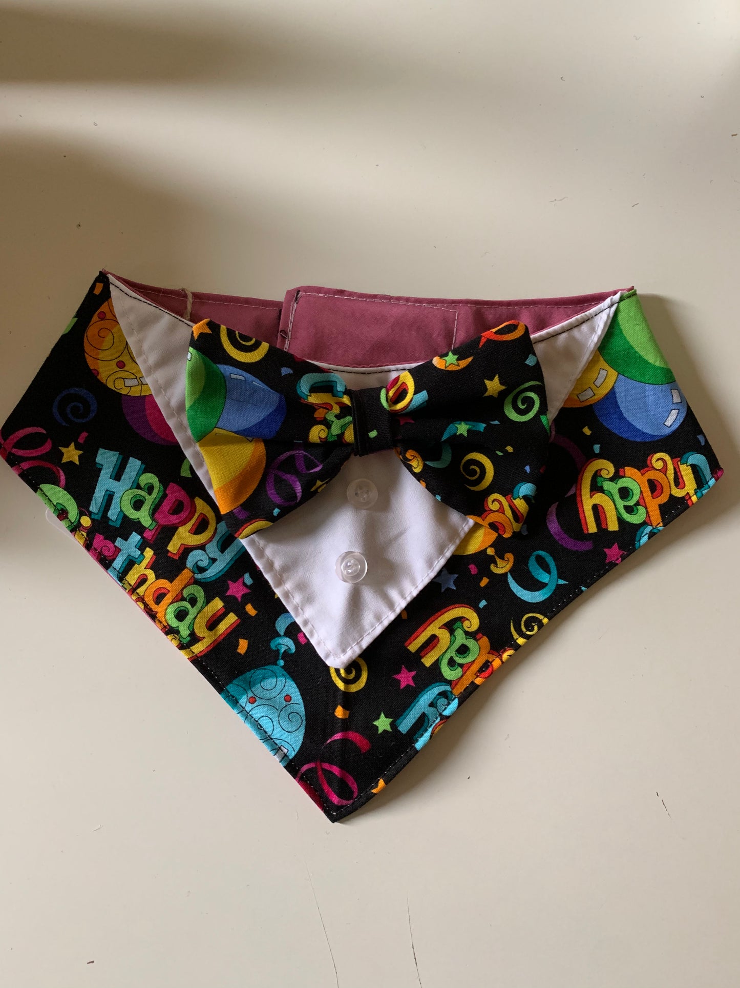 Happy Birthday pet tuxedo bandana