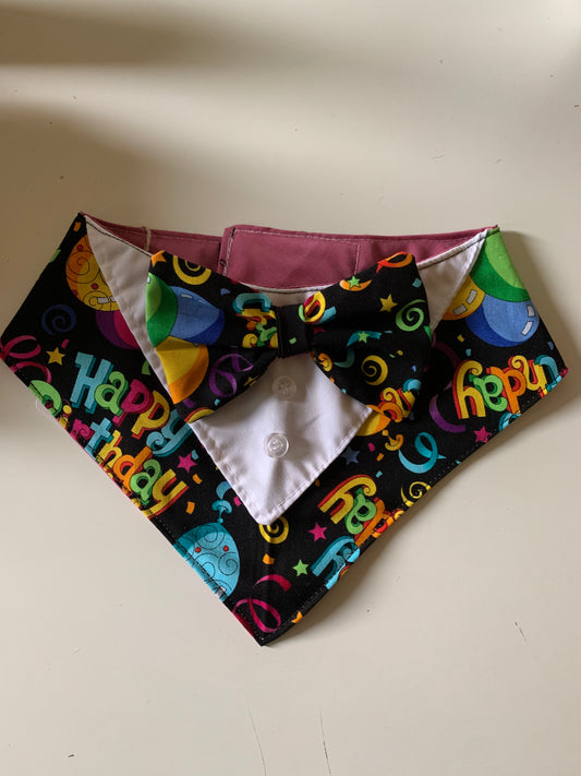 Happy Birthday pet tuxedo bandana
