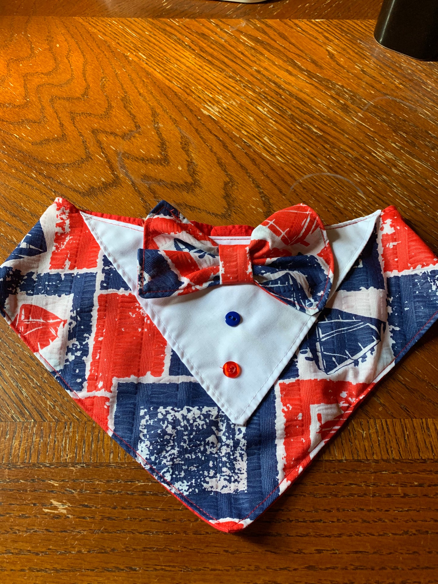 Ships pet tuxedo bandanas