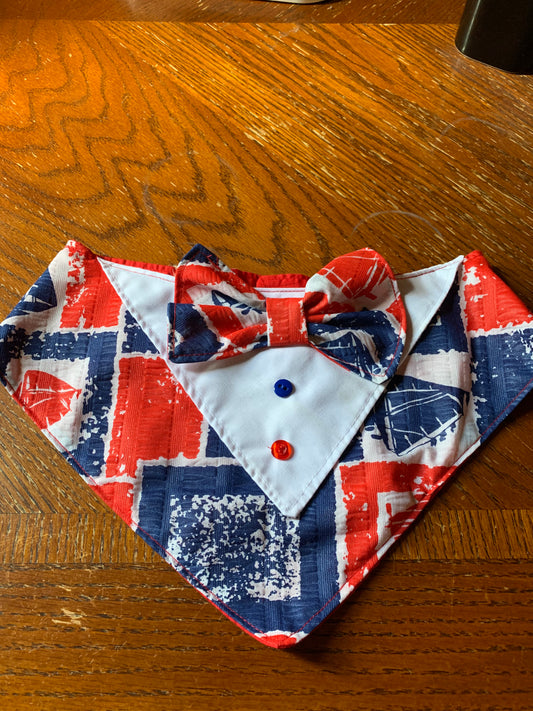Ships pet tuxedo bandanas
