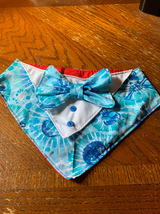 Blue skulls pet tuxedo bandanas
