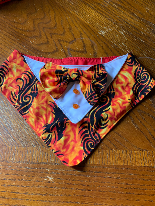 Dragon flame pet tuxedo bandana