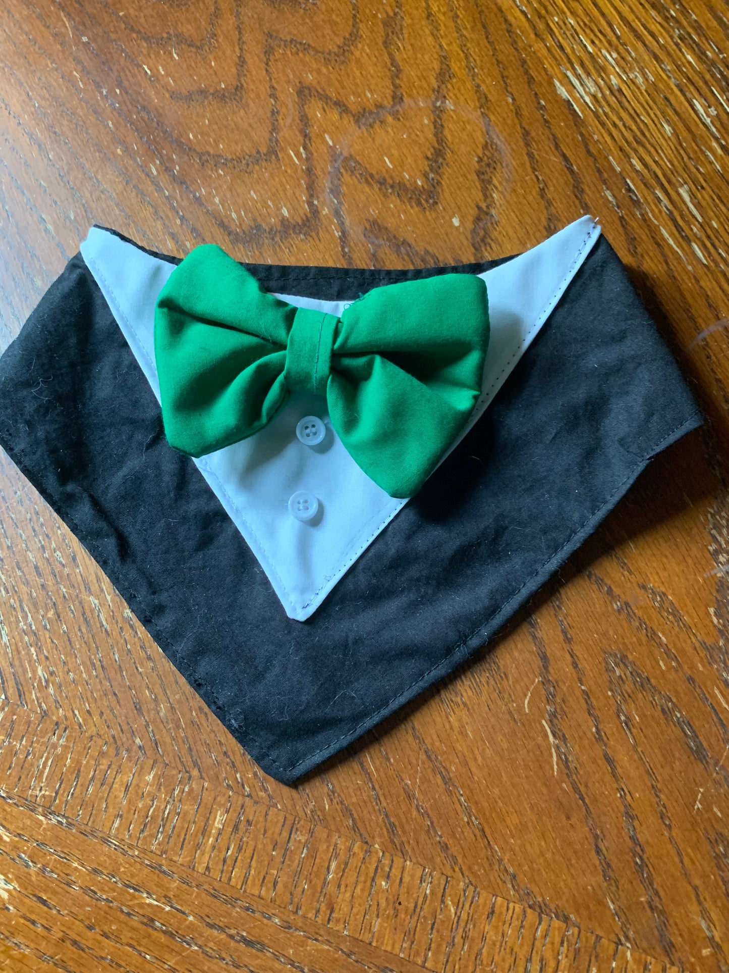 Black pet tuxedo bandana