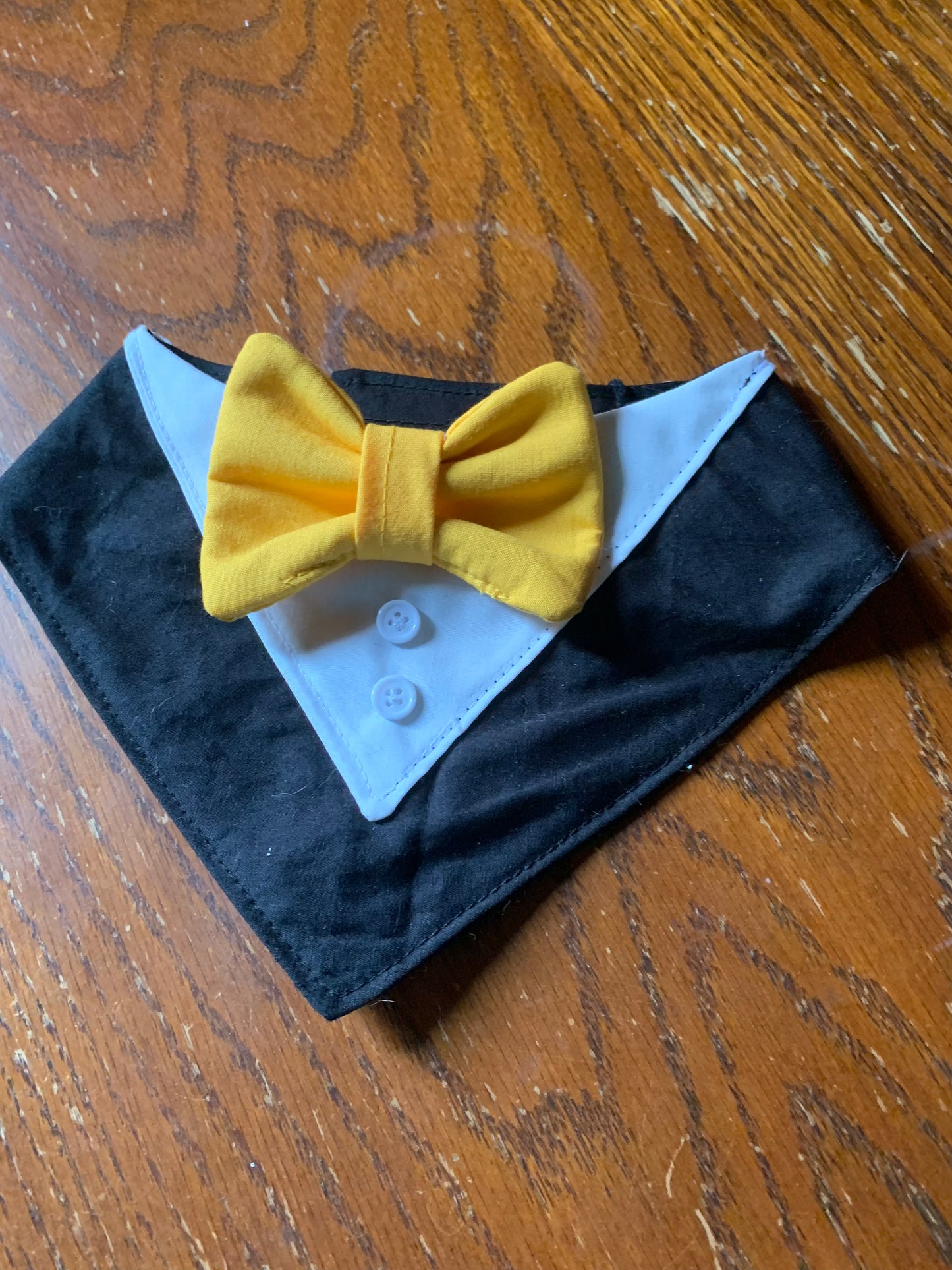 Black pet tuxedo bandana