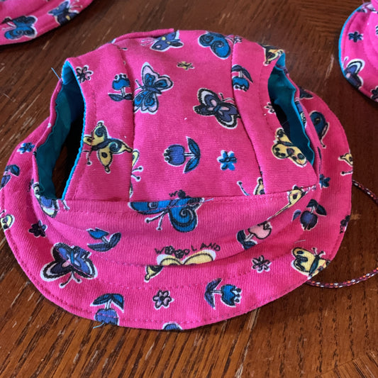 Pet Bucket Hat In Dark Pink With Buterflies image 0