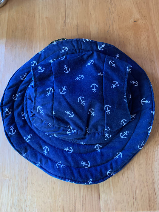 White Anchors On Navy Bucket Hat image 0