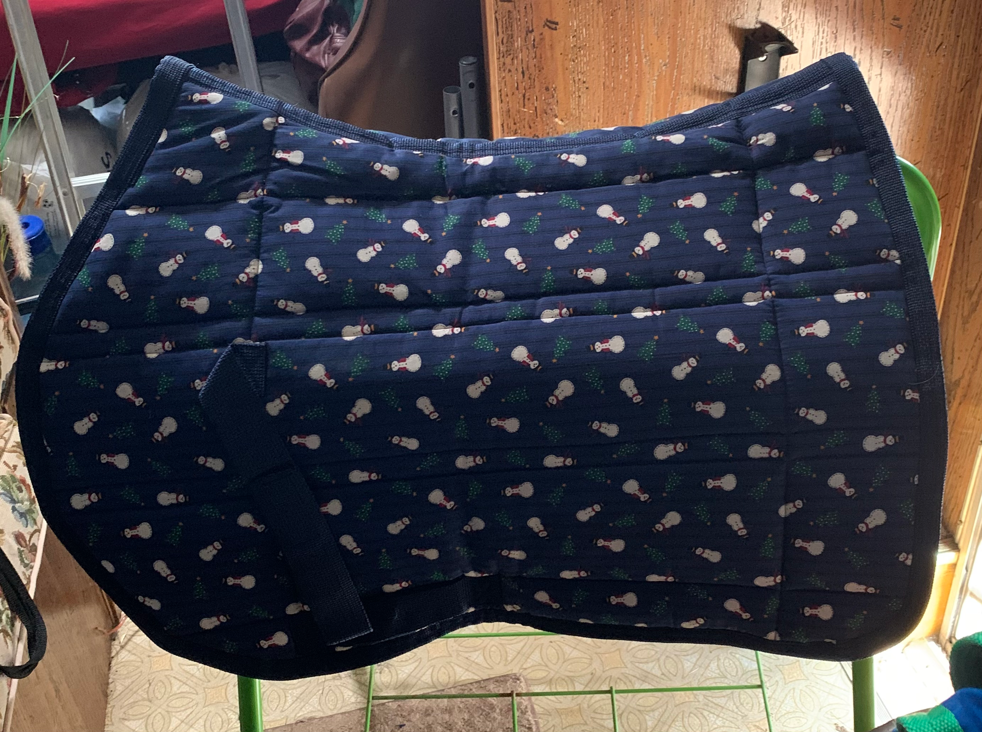 Snowmen On Blue English APT Horse Saddle Pad image 0