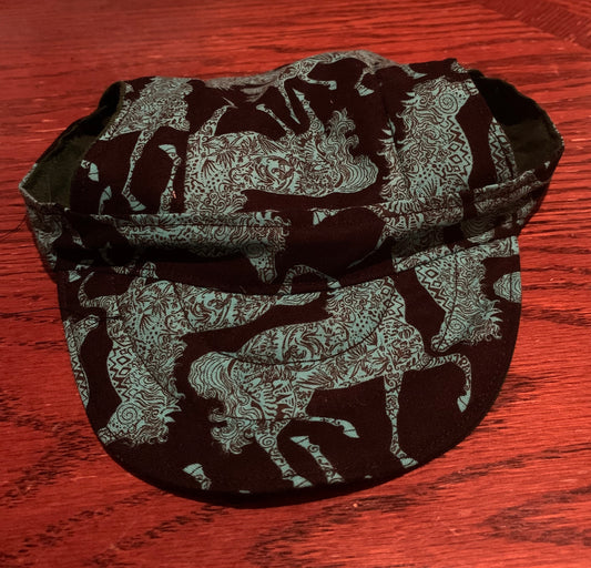 Teal Horses On Black Pet Baseball Hat image 0