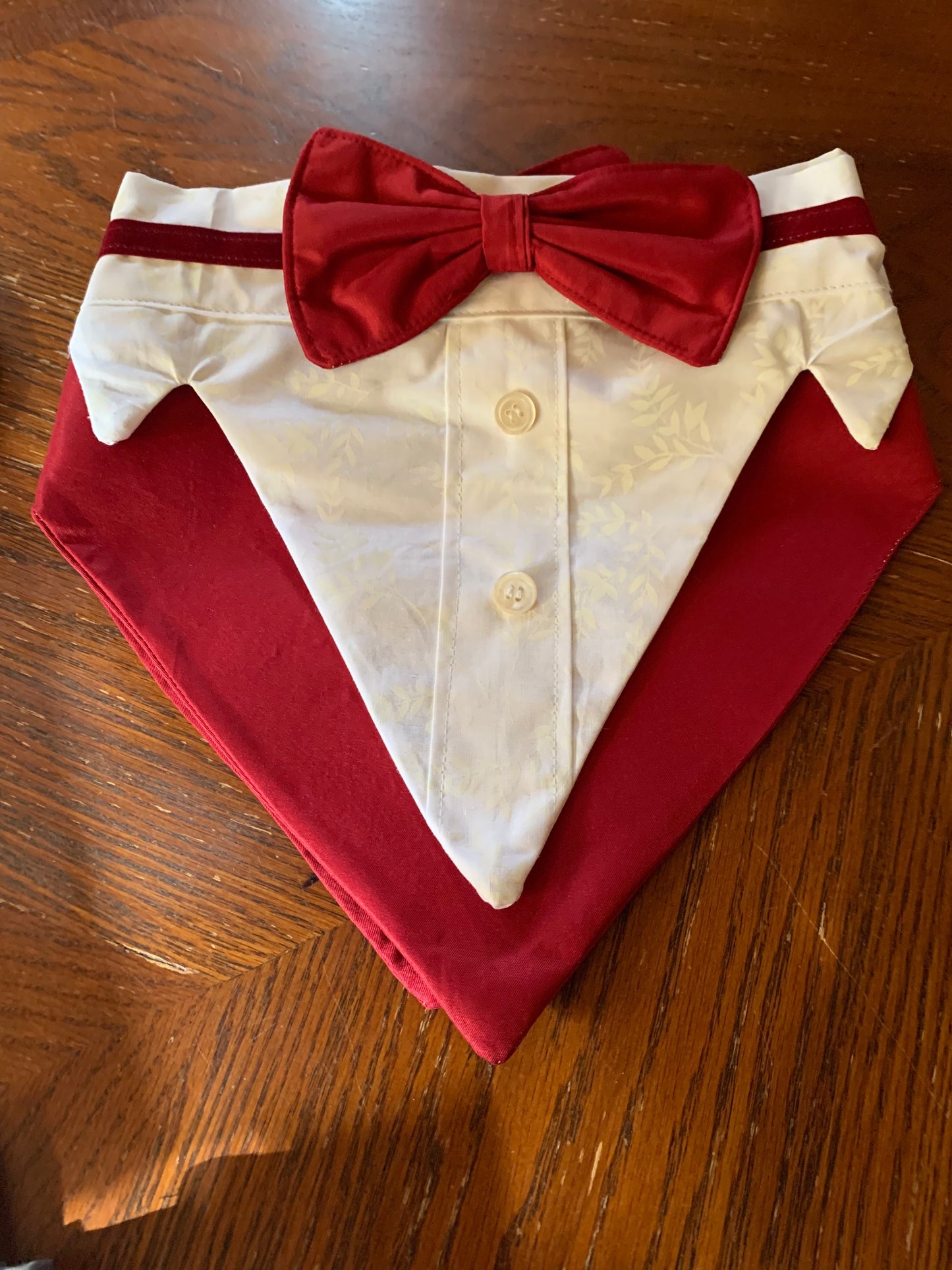 Red Satin  Large Pet Tuxedo Bandana image 0