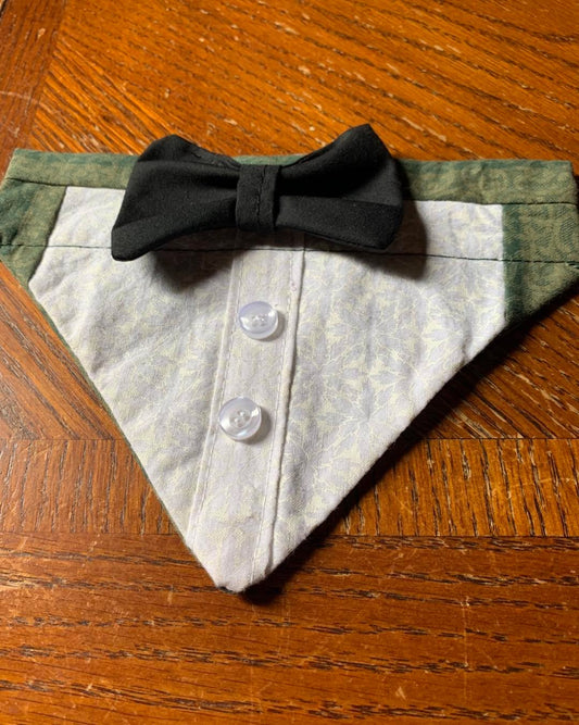 Dark Sage tuxedo pet bandana